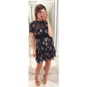 Foxiedox Juniper Floral High Neck Mini Dress